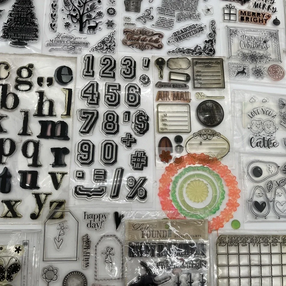 Clear Stamps Huge Mixed Lot Holiday Alphabet Numbers Scrapbooking Set